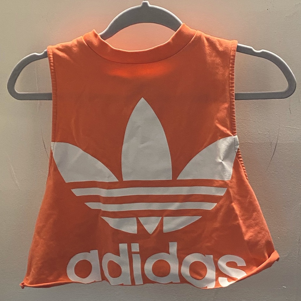 Coral Adidas Cropped Workout Top